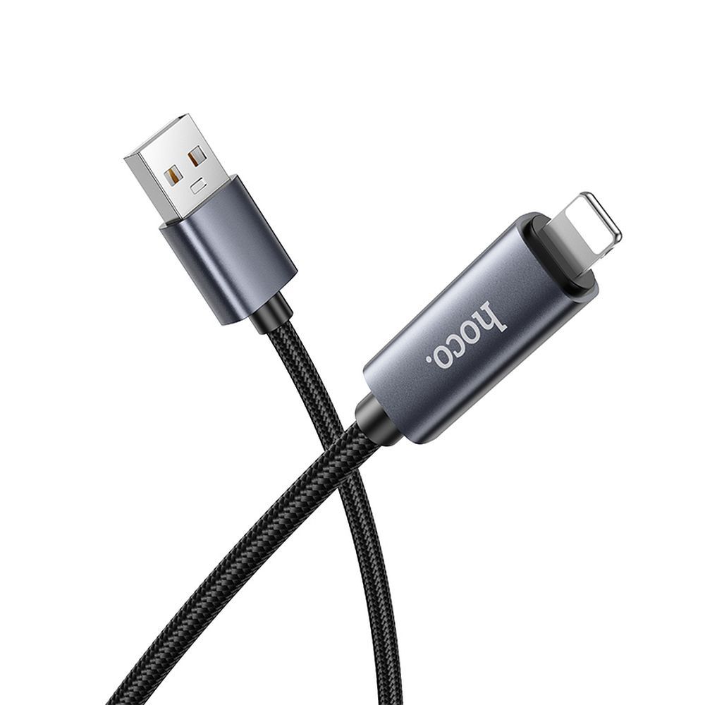 Cabo de Dados e Carregamento USB-A - Lightning HOCO Display X112, 18W, 1m, Preto