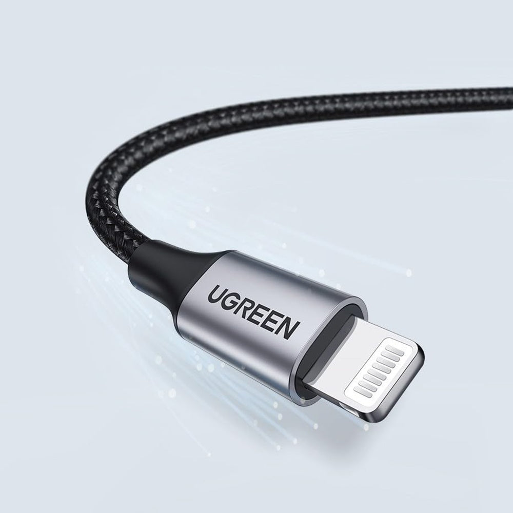 Cabo de Dados e Carregamento USB-A - Lightning UGREEN US199, 18W, 1m, Cinzento