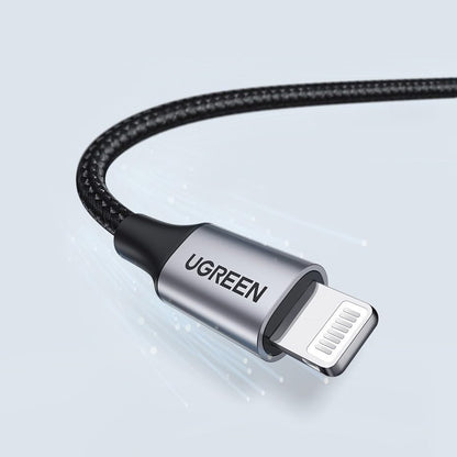 Cabo de Dados e Carregamento USB-A - Lightning UGREEN US199, 18W, 1m, Cinzento