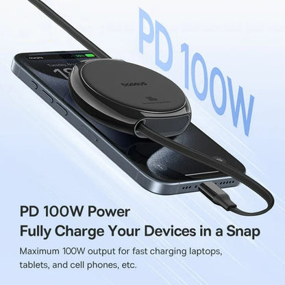 Cabo de Dados e Carregamento USB-C - USB-C Baseus Pathfinder Retractable, 100W, 1m, Preto P10368400111-00