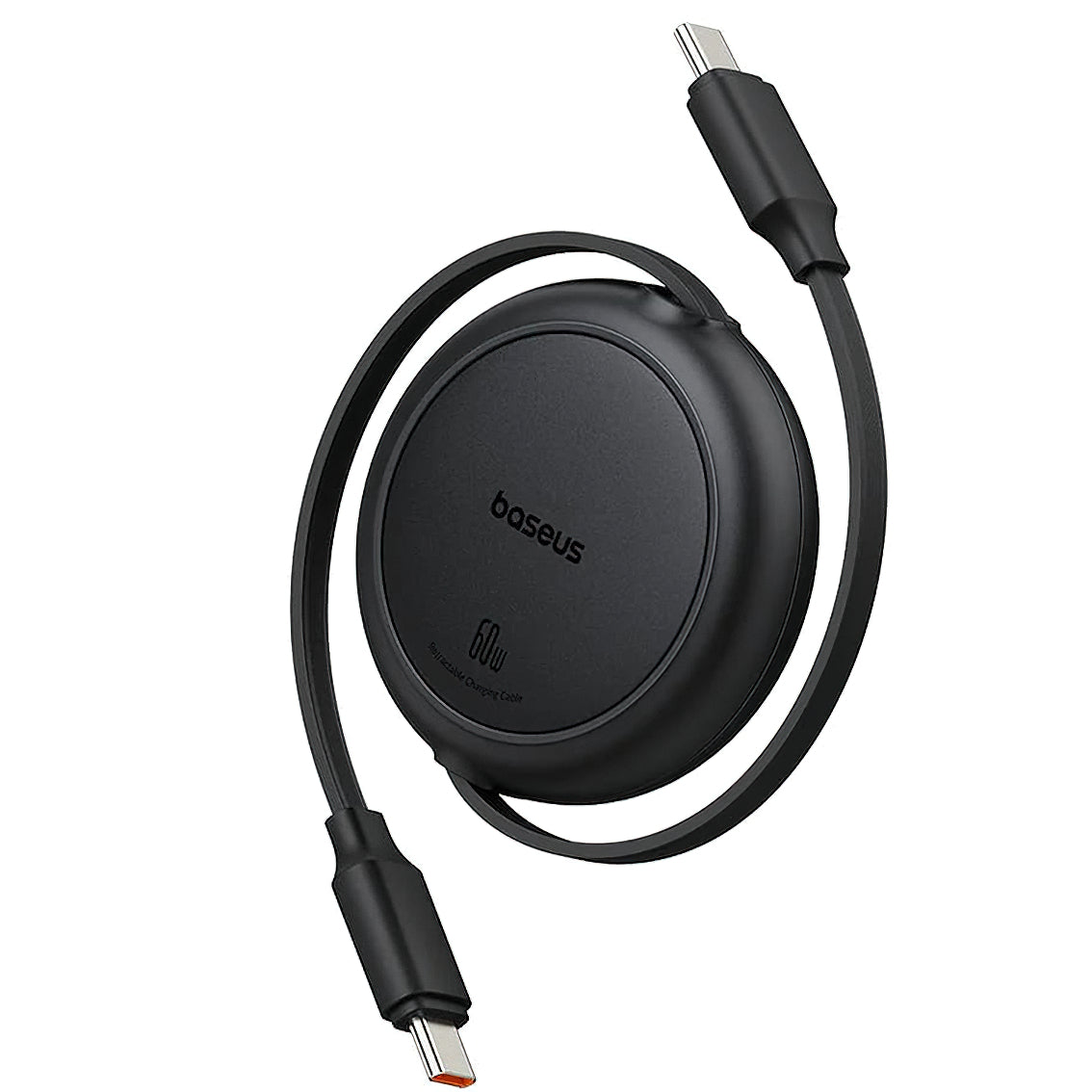 Cabo de Dados e Carregamento USB-C - USB-C Baseus Free2Pull Mini Retrátil, 60W, 1m, Preto P10364500111-01