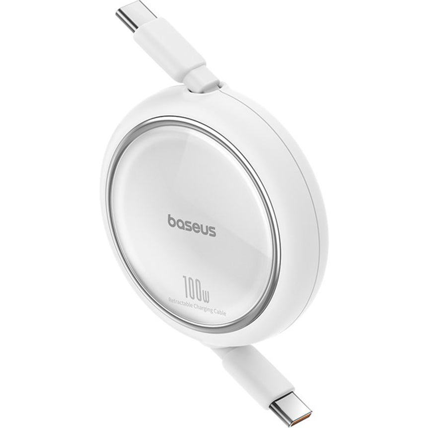 Cabo de Dados e Carregamento USB-C - USB-C Baseus Free2Draw Mini Retrátil, 100W, 1m, Branco P10364500211-00