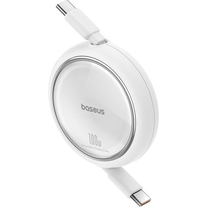Cabo de Dados e Carregamento USB-C - USB-C Baseus Free2Draw Mini Retrátil, 100W, 1m, Branco P10364500211-00
