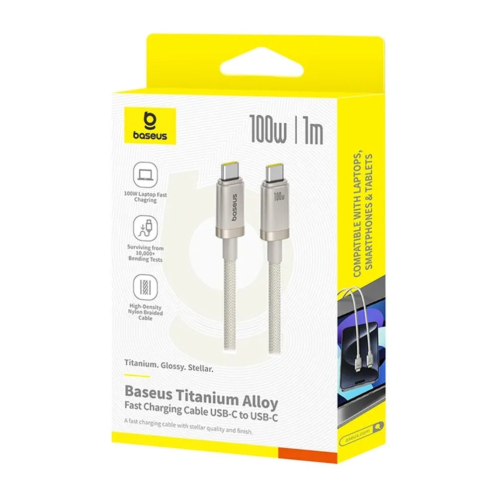 Cabo de Dados e Carregamento USB-C - USB-C Baseus Titanium, 100W, 1m, Prateado P10378100G21-00