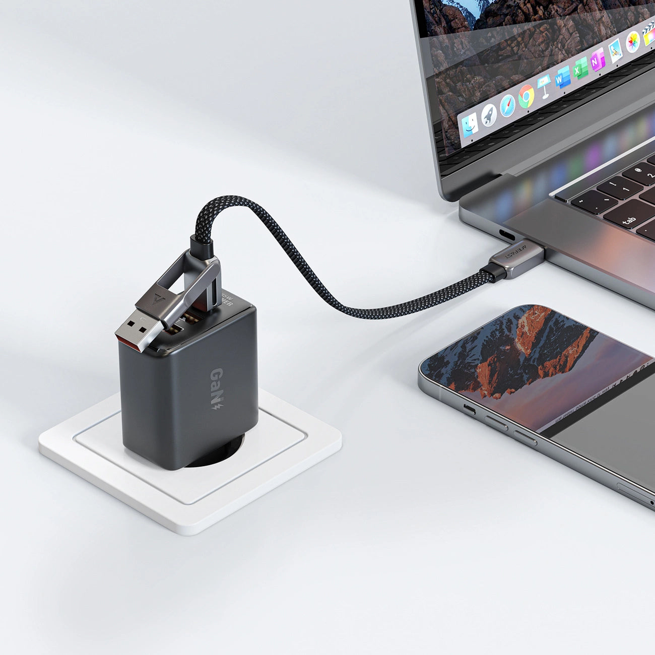 Cabo de Dados e Carregamento USB-C - USB-A / USB-C Acefast C13-05, 60W, 0.2m, Preto