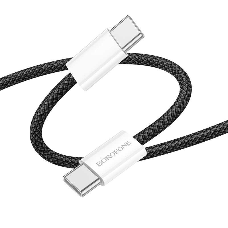 Cabo de Dados e Carregamento USB-C - USB-C Borofone BX103 Original, 60W, 1m, Preto