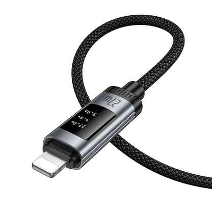 Cabo de Dados e Carregamento USB-C - Lightning HOCO Display U148, 27W, 1.2m, Preto