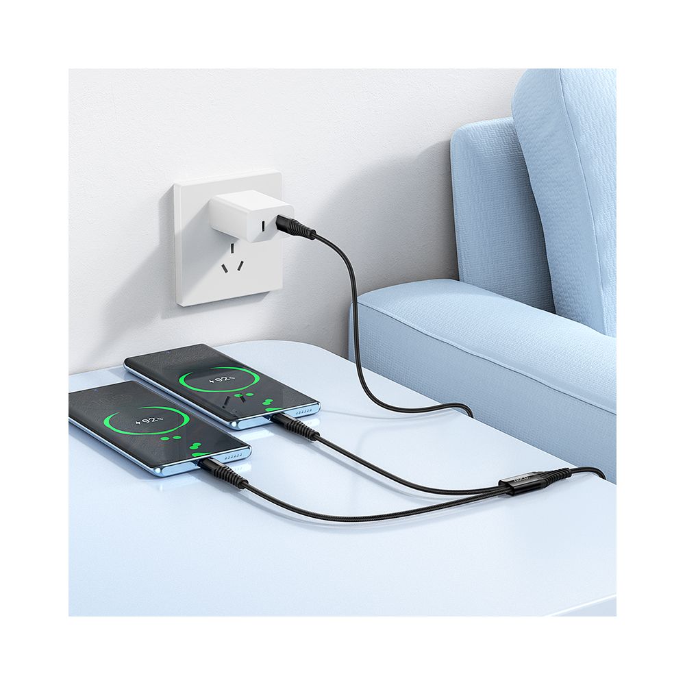 Cabo de Carregamento USB-C - 2 x USB-C HOCO X123, 10W, 1m, Preto