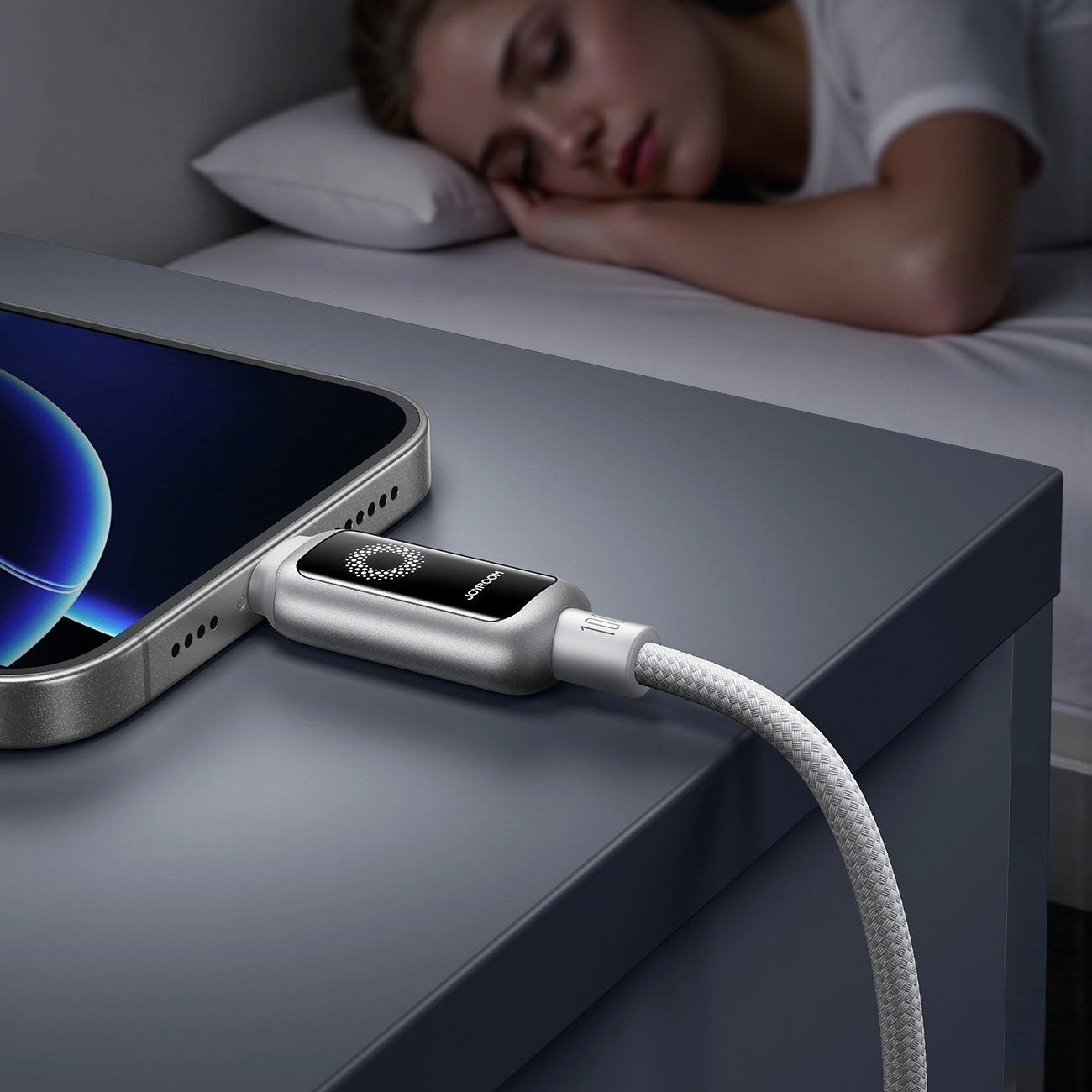 Cabo de Dados e Carregamento USB-C - USB-C Joyroom S-A55 StarFlight Display, 100W, 1.2m, Branco