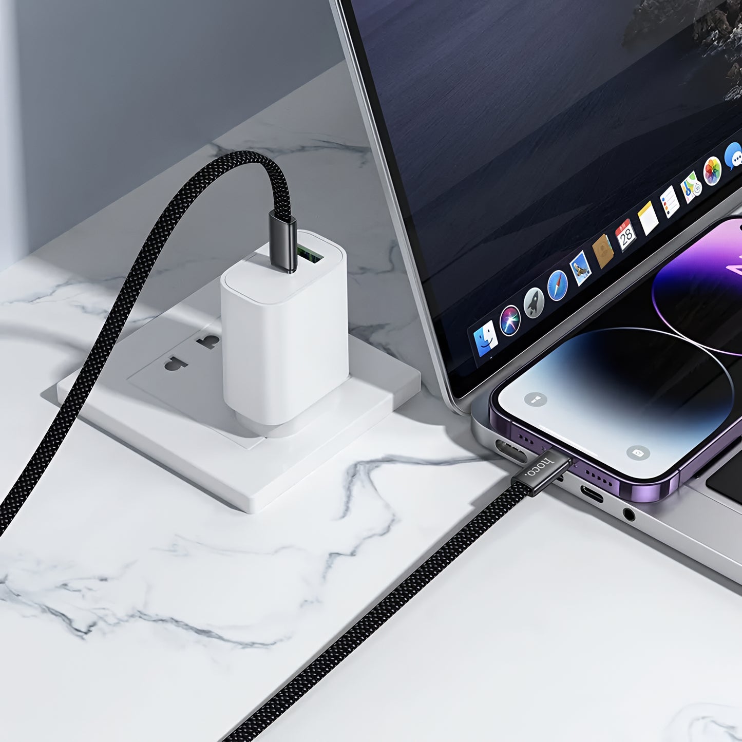 Cabo de Dados e Carregamento USB-C - Lightning HOCO X125, 30W, 1m, Preto