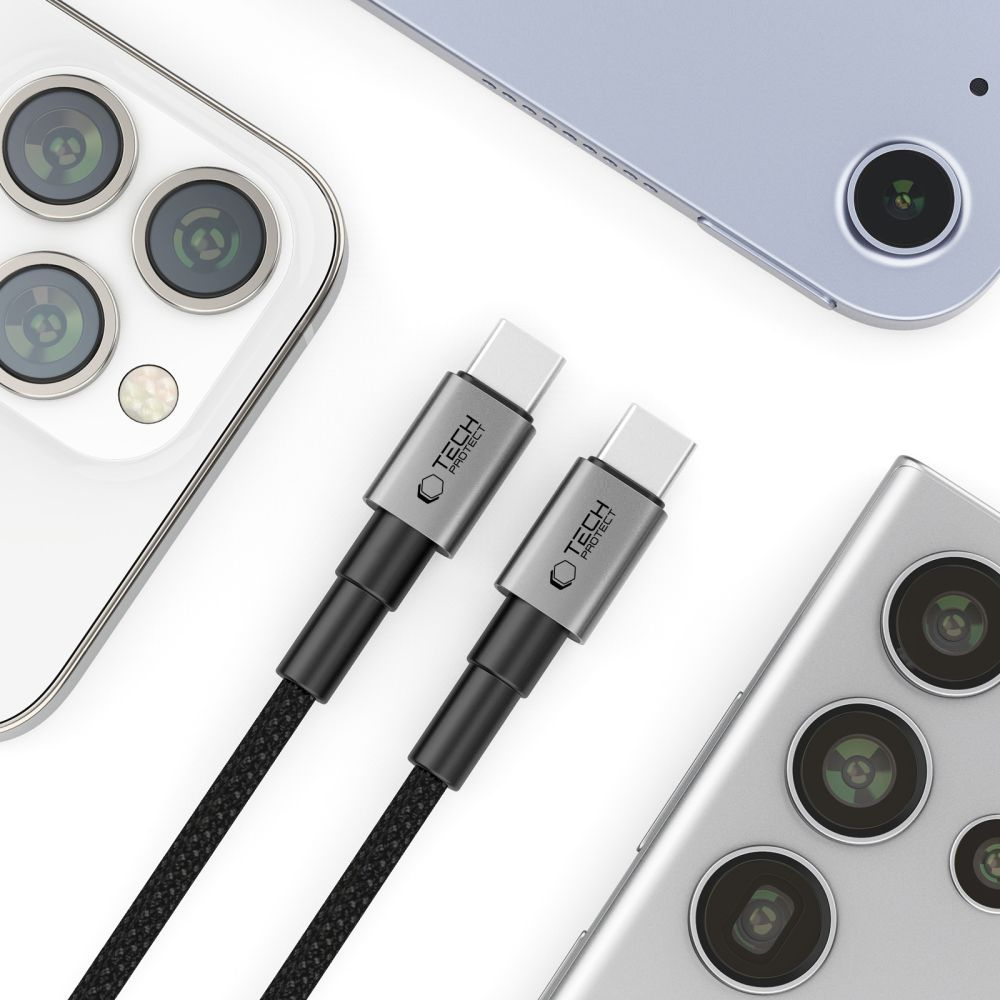 USB-C Data and Charging Cable - USB-C Tech-Protect Ultraboost DNA MagTwist, 100W, 1m, Gray