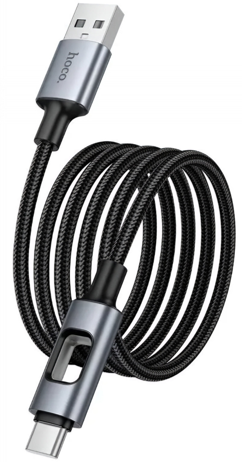 USB-A to USB-C Data and Charging Cable HOCO U144 Led, 18W, 1.2m, Black
