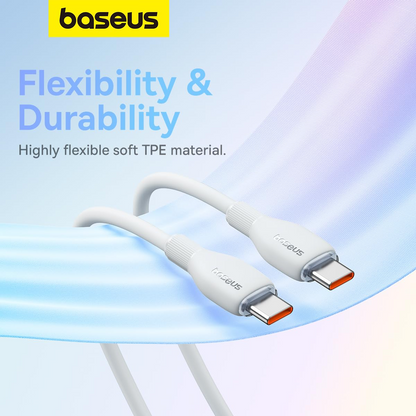 Cabo de Dados e Carregamento USB-C - USB-C Baseus Pudding, 100W, 1.2m, Branco P10355702221-00