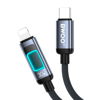 Cabo de Dados e Carregamento USB-C - Lightning BWOO X324CL Display, 30W, 1m, Preto
