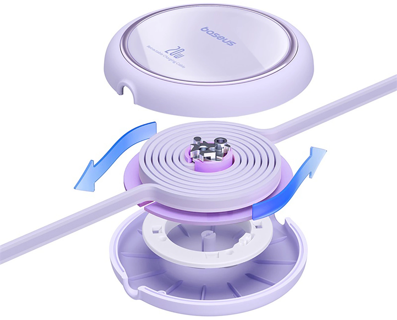 Cabo de Dados e Carregamento USB-C - Lightning Baseus Free2Pull Mini Retrátil, 20W, Roxo P10364501511-00
