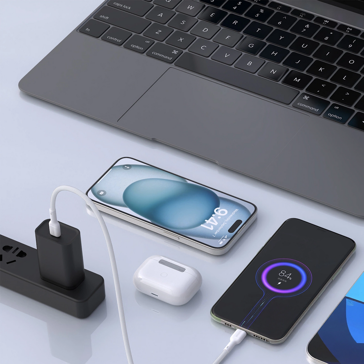 Cabo de Dados e Carregamento USB-C - USB-C Dudao L9C Max, 240W, 1,2m, Branco