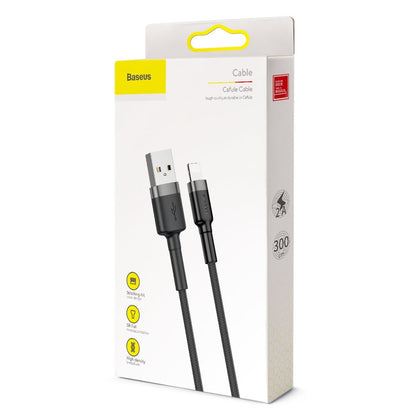 Cabo de Dados e Carregamento USB-A - Lightning Baseus Cafule, 18W, 3m, Cinza CALKLF-RG1