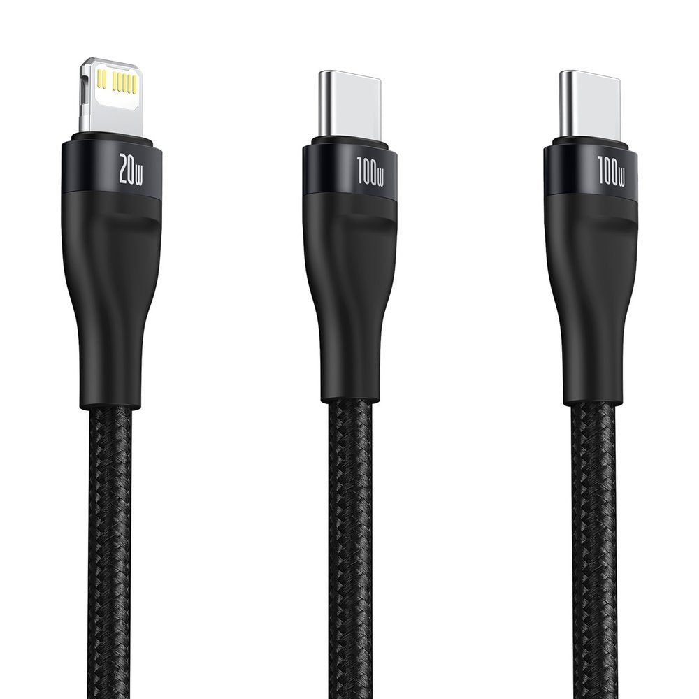 Cabo de Dados e Carregamento USB-C - Lightning / USB-C Baseus Flash Series 2in1, 100W, 1.2m, Preto CA1T2-F01