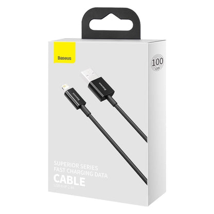 Cabo de carregamento e dados USB-A - Lightning Baseus Superior Series, 20W, 1m, Preto CALYS-A01