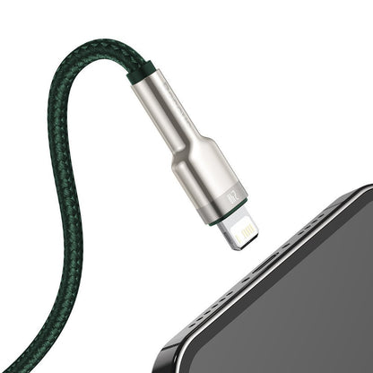Cabo de Dados e Carregamento USB-A - Lightning Baseus Cafule Metal Series, 18W, 1m, Verde CALJK-A06