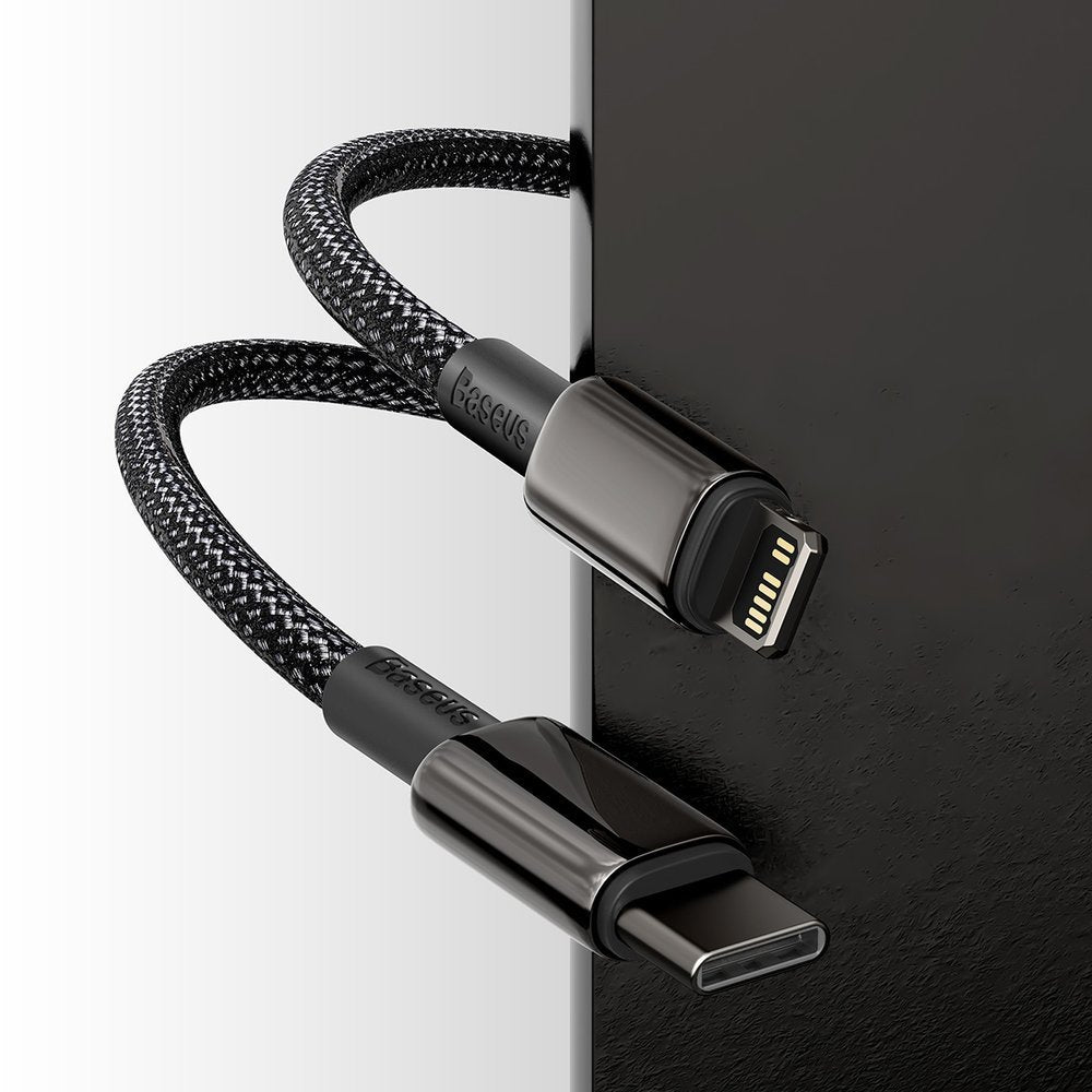 Cabo de carregamento e dados USB-C - Lightning Baseus Tungsténio Tungsténio Dourado, 20W, 1m, Preto CATLWJ-01 CATLWJ-01