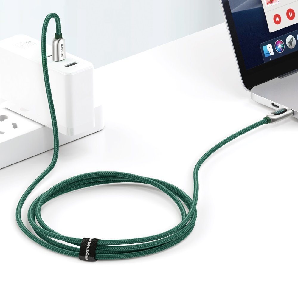 Cabo de carregamento e dados USB-C - Carregamento rápido do ecrã USB-C Baseus, 100W, 1m, verde CATSK-B06