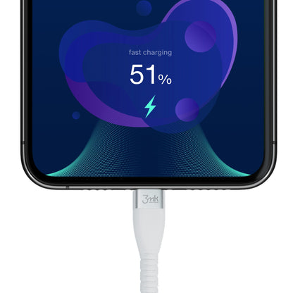 Cabo de Dados e Carregamento USB-C - USB-C 3MK Hyper Silicone, 60W, 1m, Branco