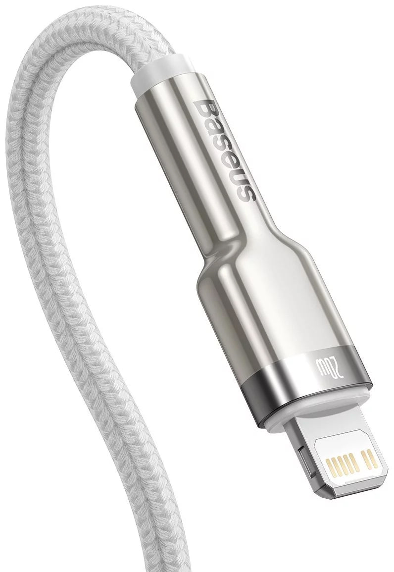 Cabo de Dados e Carregamento USB-C - Lightning Baseus Cafule Metal Series, 20W, 2m, Branco CATLJK-B02