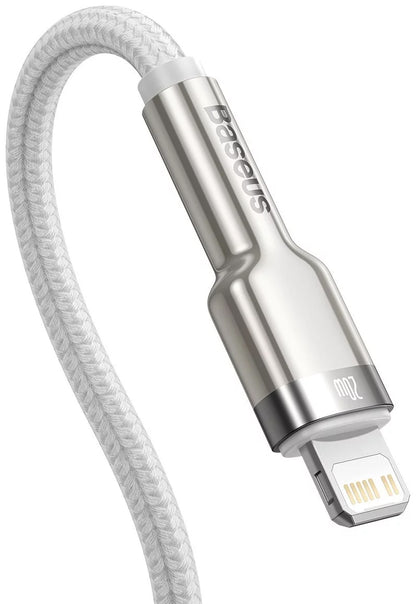 Cabo de Dados e Carregamento USB-C - Lightning Baseus Cafule Metal Series, 20W, 2m, Branco CATLJK-B02