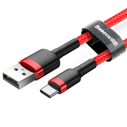 Cabo de carregamento e dados USB-A - USB-C Baseus Cafule, 18W, 2m, vermelho CATKLF-C09