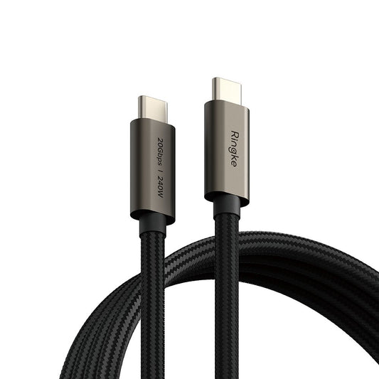 Cabo de Dados e Carregamento USB-C - USB-C Ringke 2X2, 240W, 1m, Preto