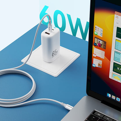 Cabo de Dados e Carregamento USB-C - USB-C BWOO X282, 60W, 1m, Branco