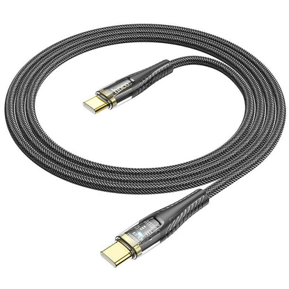 Cabo de Dados e Carregamento USB-C - USB-C HOCO U121, 60W, 1.2m, Preto