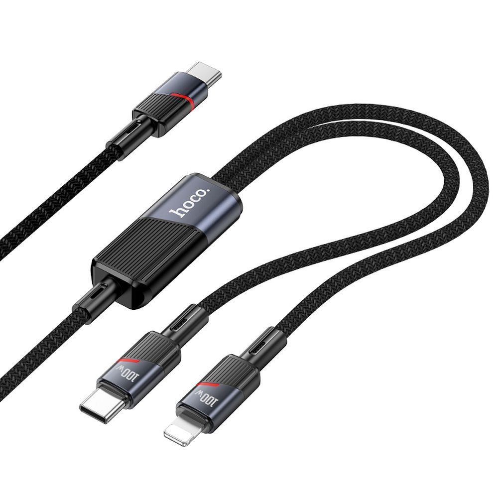 USB-C - Lightning / USB-C HOCO U139 2in1 Data and Charging Cable, 100W, 1.2m, Black