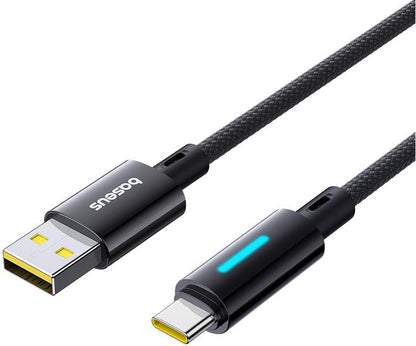 Cabo de Dados e Carregamento USB-A - USB-C Baseus Lit Button Control, 100W, 1m, Preto P10379002121-00