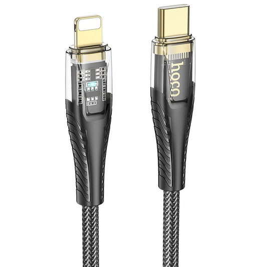 Cabo de Dados e Carregamento USB-C - Lightning HOCO U121, 27W, 1.2m, Preto