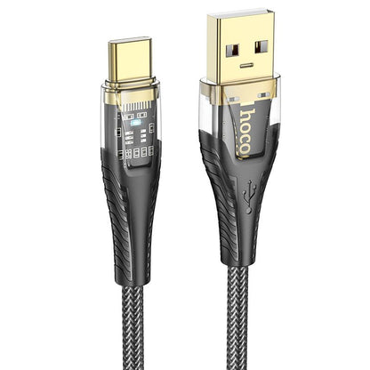 Cabo de Dados e Carregamento USB-A - USB-C HOCO U121, 18W, 1.2m, Preto