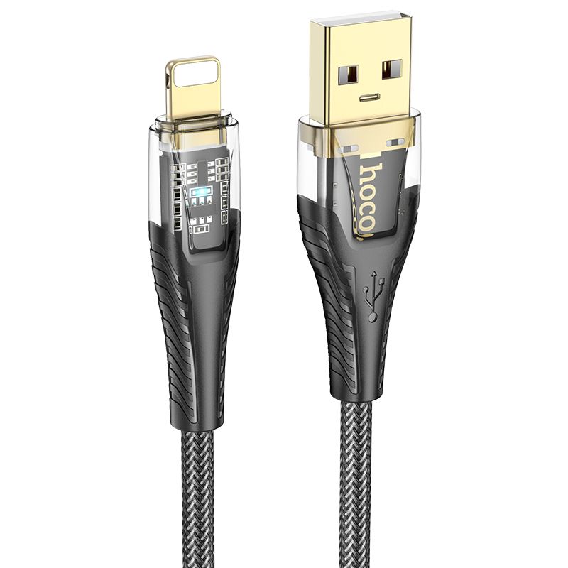 Cabo de Dados e Carregamento USB-A - Lightning HOCO U121, 18W, 1.2m, Preto