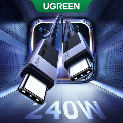 Cabo de Dados e Carregamento USB-C - USB-C UGREEN L513, 240W, 1m, Preto
