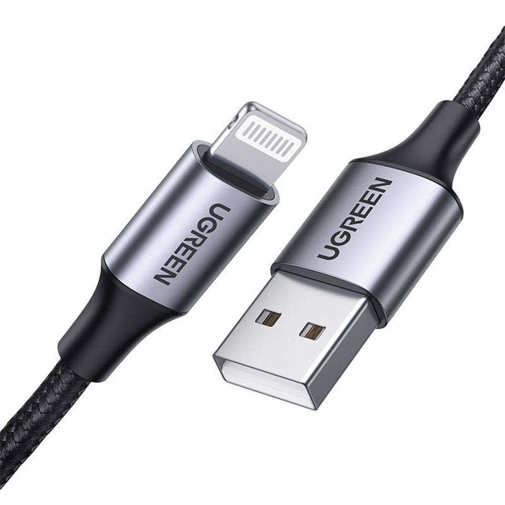 Cabo de Dados e Carregamento USB-A - Lightning UGREEN US199, 18W, 1m, Cinzento