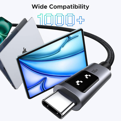 Cabo de Dados e Carregamento USB-C - USB-C UGREEN L509, 100W, 2m, Cinzento