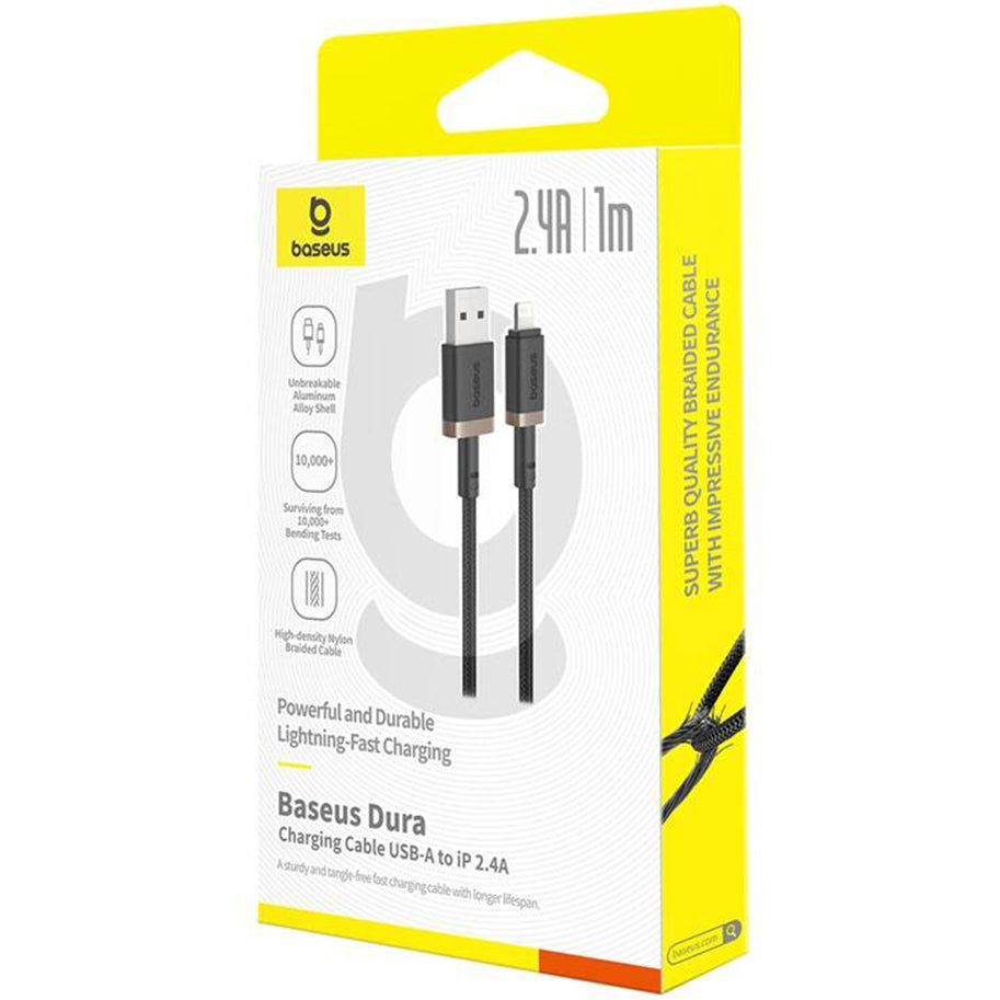 Cabo de Dados e Carregamento USB-A - Lightning Baseus Dura Series, 18W, 1m, Dourado P10377801U01-00