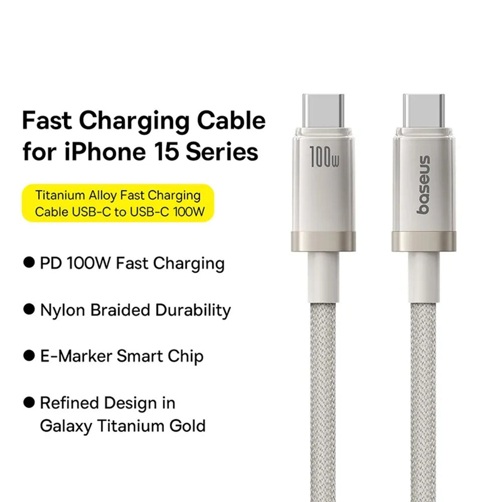 Cabo de Dados e Carregamento USB-C - USB-C Baseus Titanium, 100W, 1m, Prateado P10378100G21-00