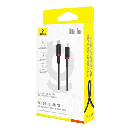 Cabo de Dados e Carregamento USB-C - USB-C Baseus Dura Series, 100W, 1m, Vermelho P10377803U01-01