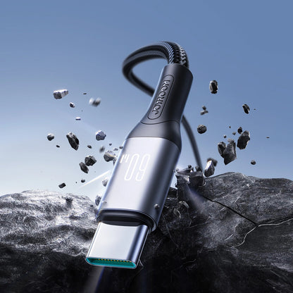 Cabo de Dados e Carregamento USB-C - USB-C Joyroom S-A28 Flash, 60W, 1m, Preto