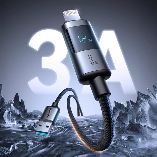 Cabo de Dados e Carregamento USB-A - Lightning Joyroom S-A16 Pro Prism Display, 12W, 1.2m, Preto