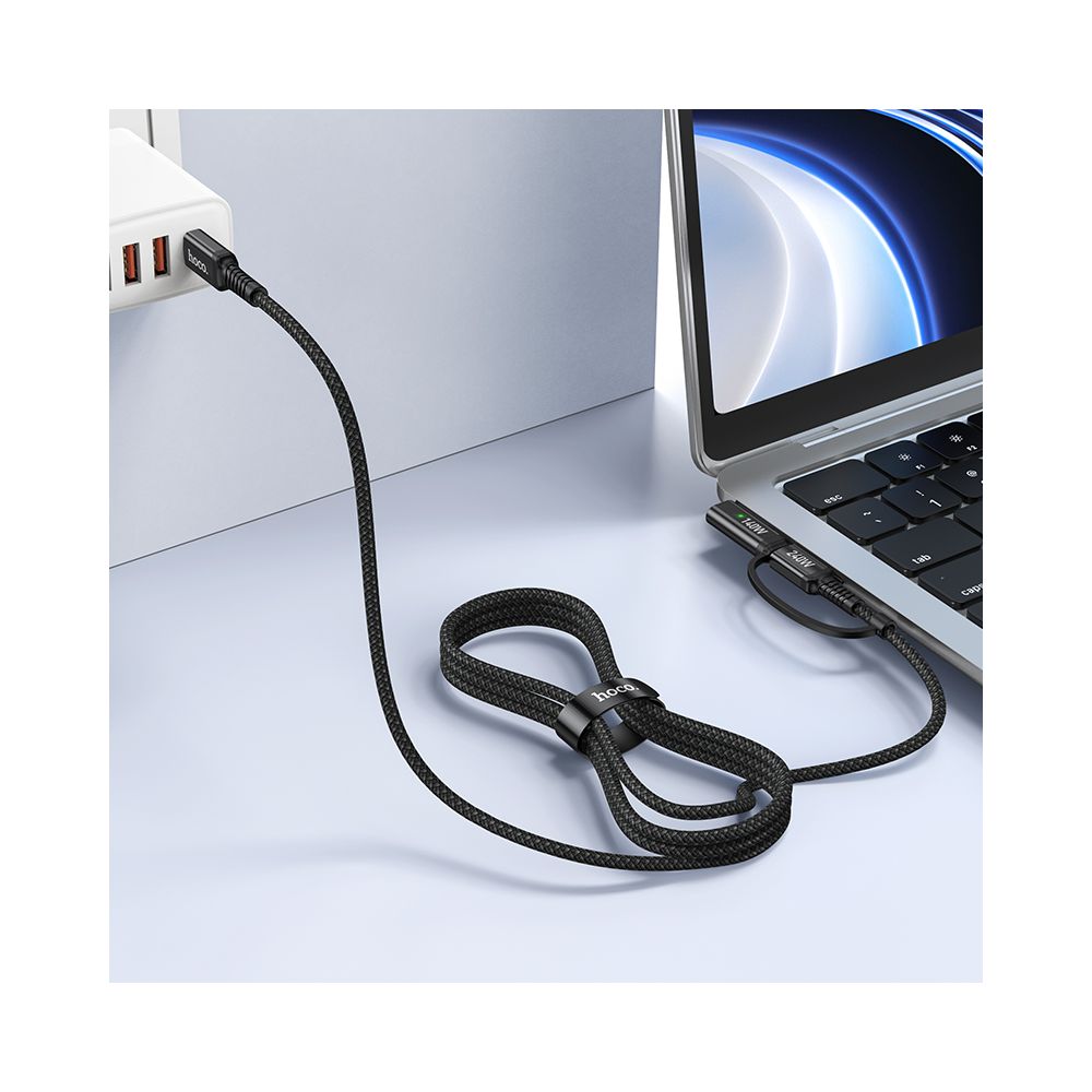 Cabo de Carregamento HOCO U142, USB-C - USB-C / MagSafe 3, 240W, 1.8m, Preto