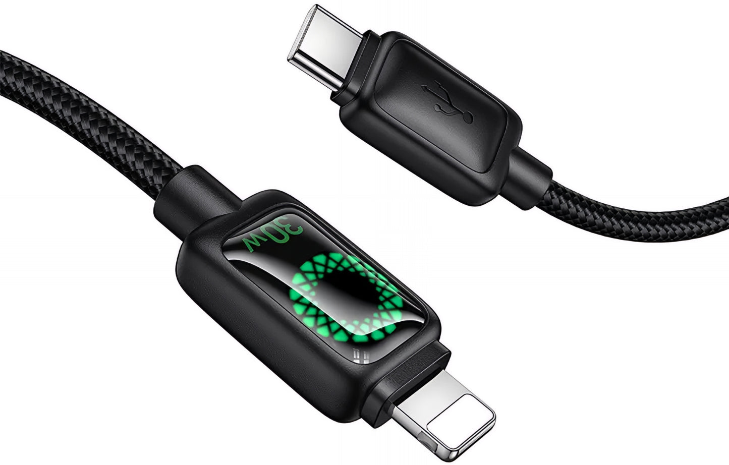Cabo de Dados e Carregamento USB-C - Lightning HOCO U146, 30W, 1.2m, Preto