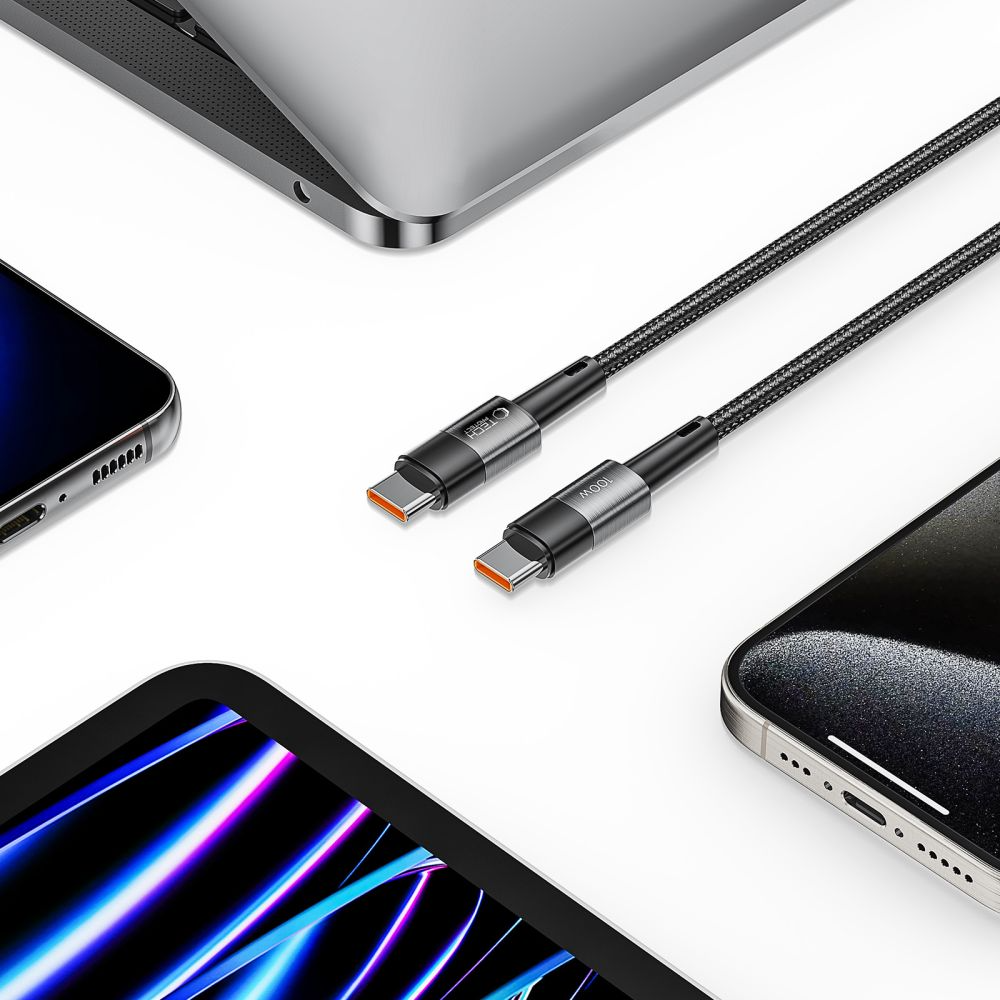 Cabo de Dados e Carregamento USB-C - USB-C Tech-Protect Ultraboost, 100W, 3m, Cinzento