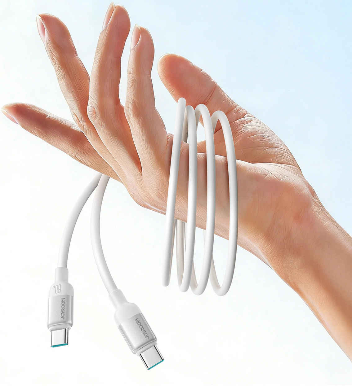 Cabo de Dados e Carregamento USB-C - USB-C Joyroom S-A62 Lively, 60W, 1,2m, Branco